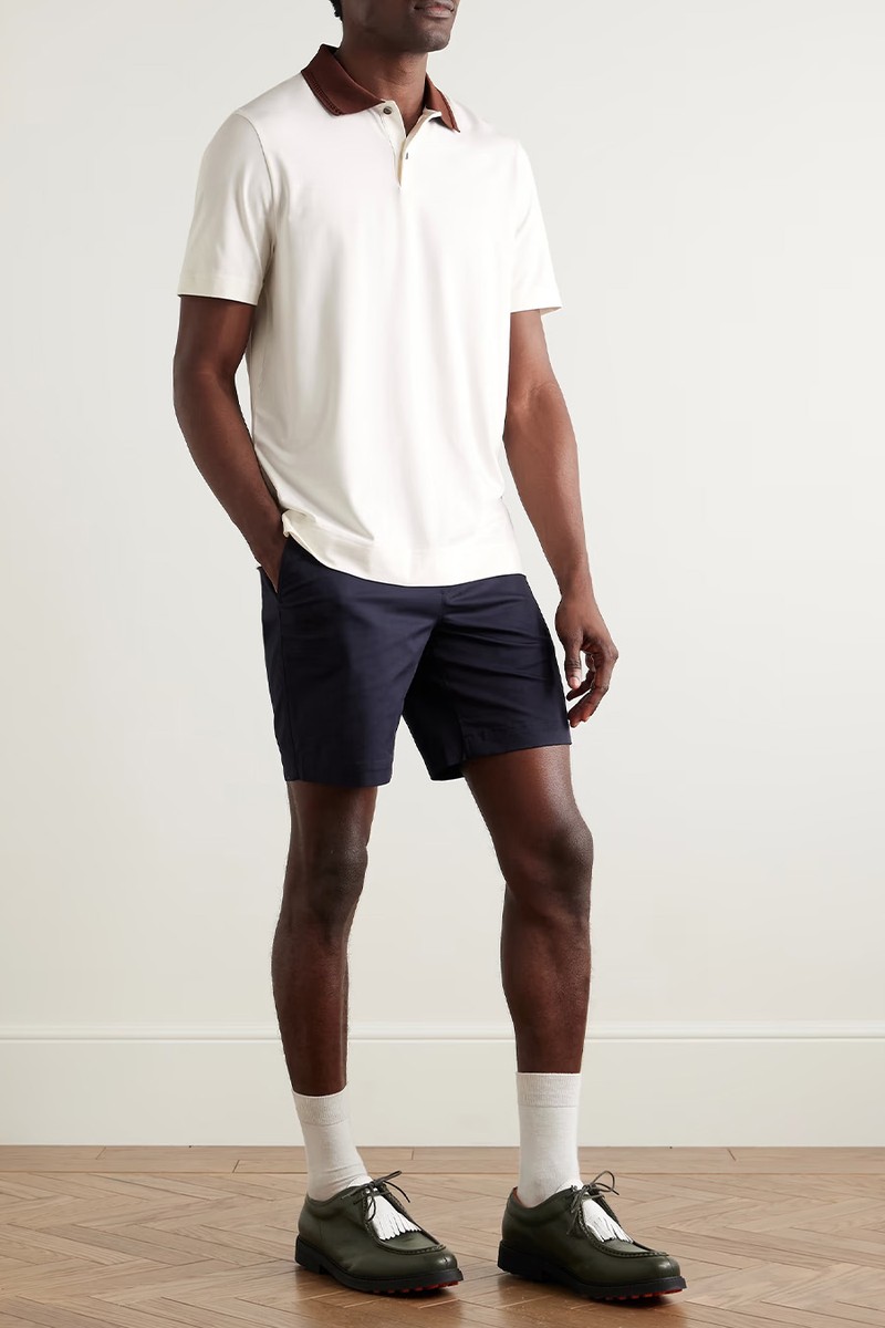 Two-Tone Stretch-Linen & Cotton-Blend Jersey Polo Shirt from MR P.