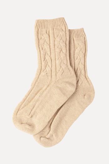 Cashmere Cable Bed Socks from Johnstons Of Elgin