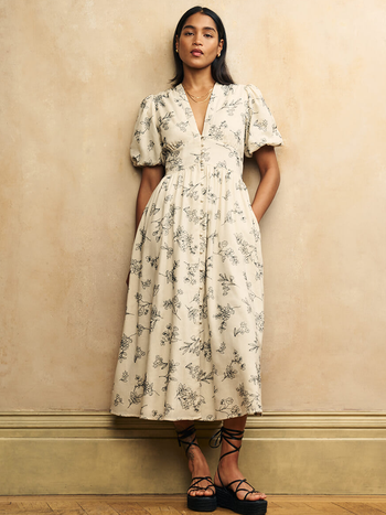 Embroidered Linen-blend Starlight Midi Dress, £120