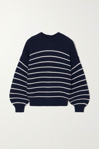 Striped Button-Embellished Cotton Sweater from Alex Mill