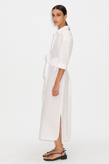 Tonal Stripe Beach Maxi Shirt Dress & Belt from ME+EM