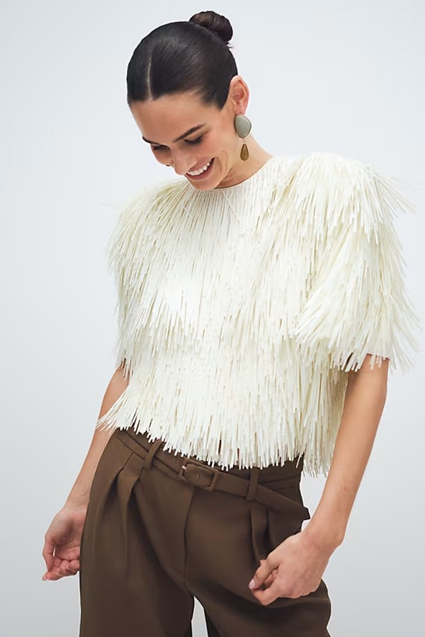 All Over Shard Sequin Strong Shoulder T-Shirt  from Arrange