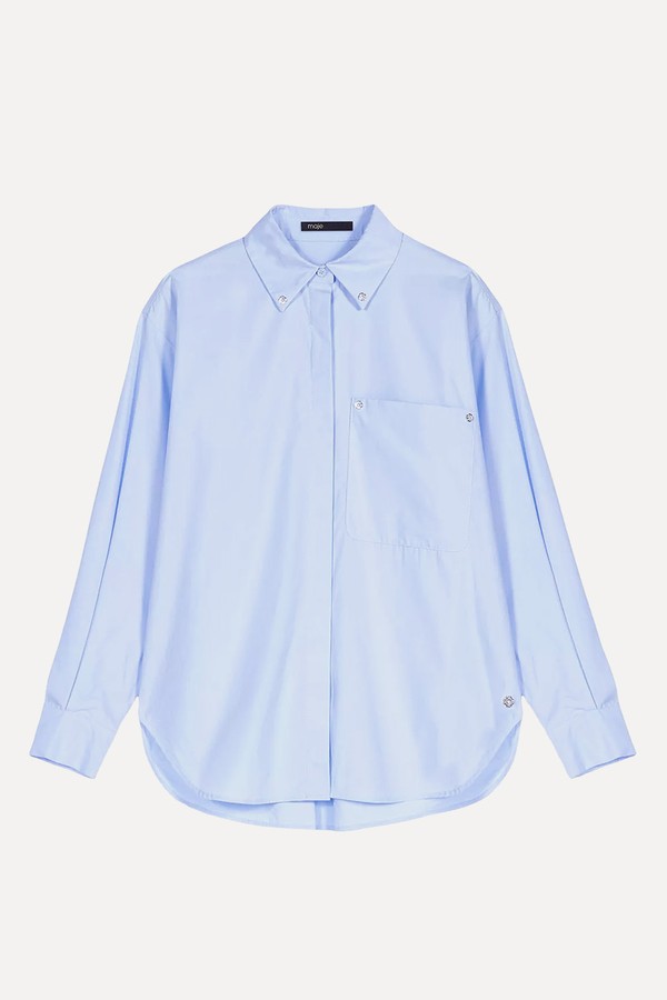 Relaxed-Fit Chest-Pocket Cotton-Poplin Shirt from MAJE