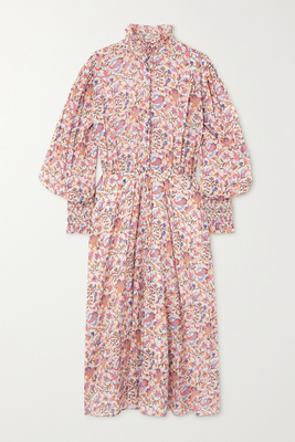 Galoa Ruffled Floral-Print Cotton-Voile Midi Dress from Isabel Marant Étoile
