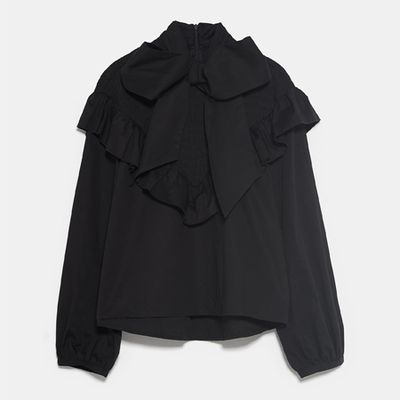 Poplin Blouse with Bow from Zara