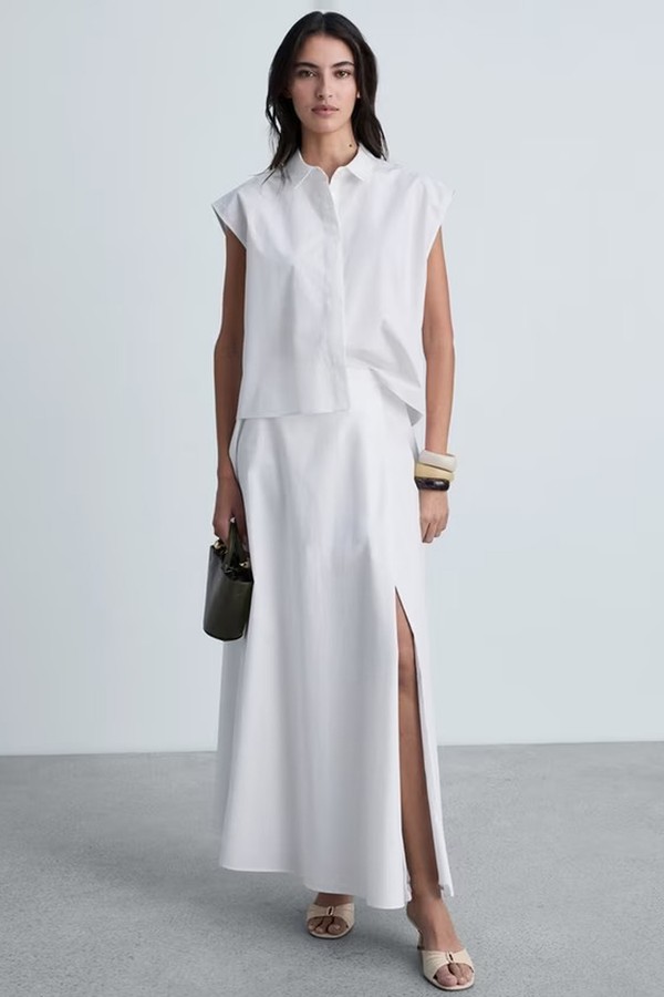 Popplin Cotton Skirt from Mango