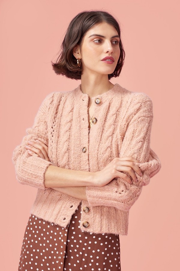 Lino Cardigan In Nude