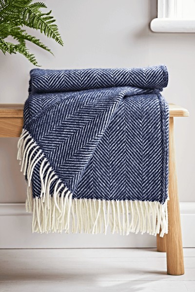 Soft Wool Throw - Navy Blue from Cox & Cox