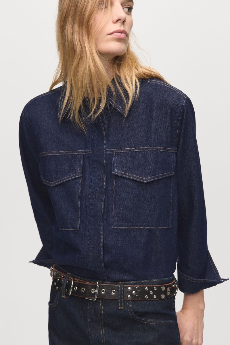 Denim Shirt With Flap Pockets