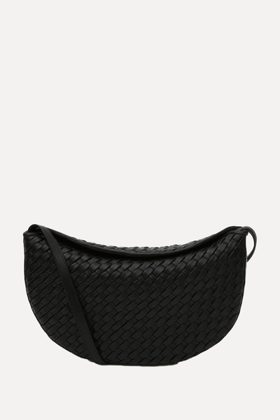 Plaited Nappa Leather Half-Moon Bag from Massimo Dutti