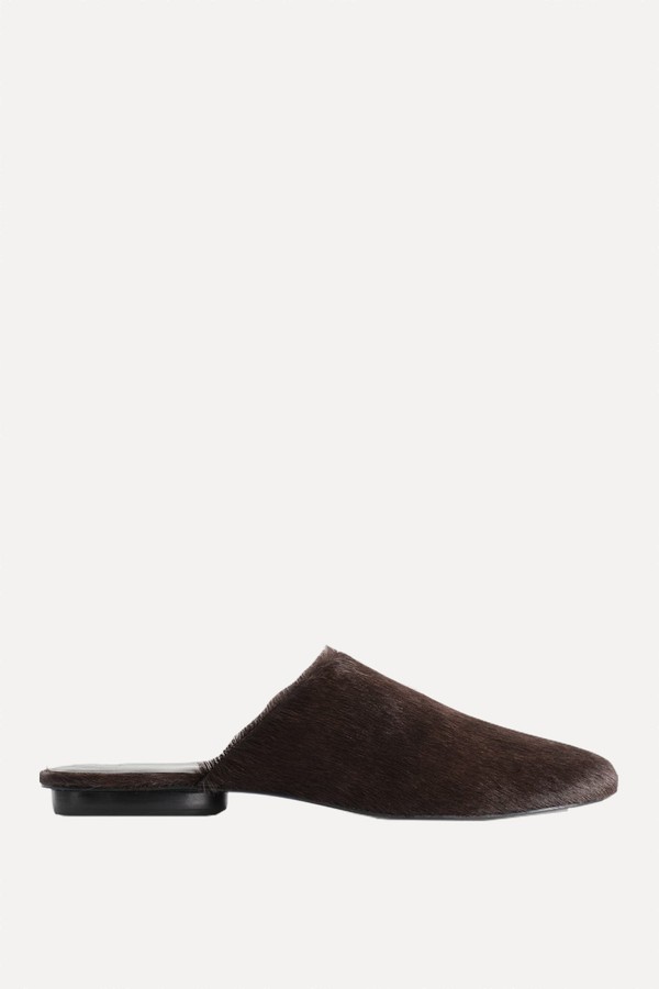 Pony Hair-Effect Leather Mules from COS 