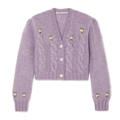 Cropped Embroidered Cable-Knit Alpaca-Blend Cardigan from Alessandra Rich