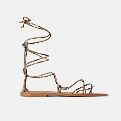 Animal Print Flat Sandals With Straps from Zara