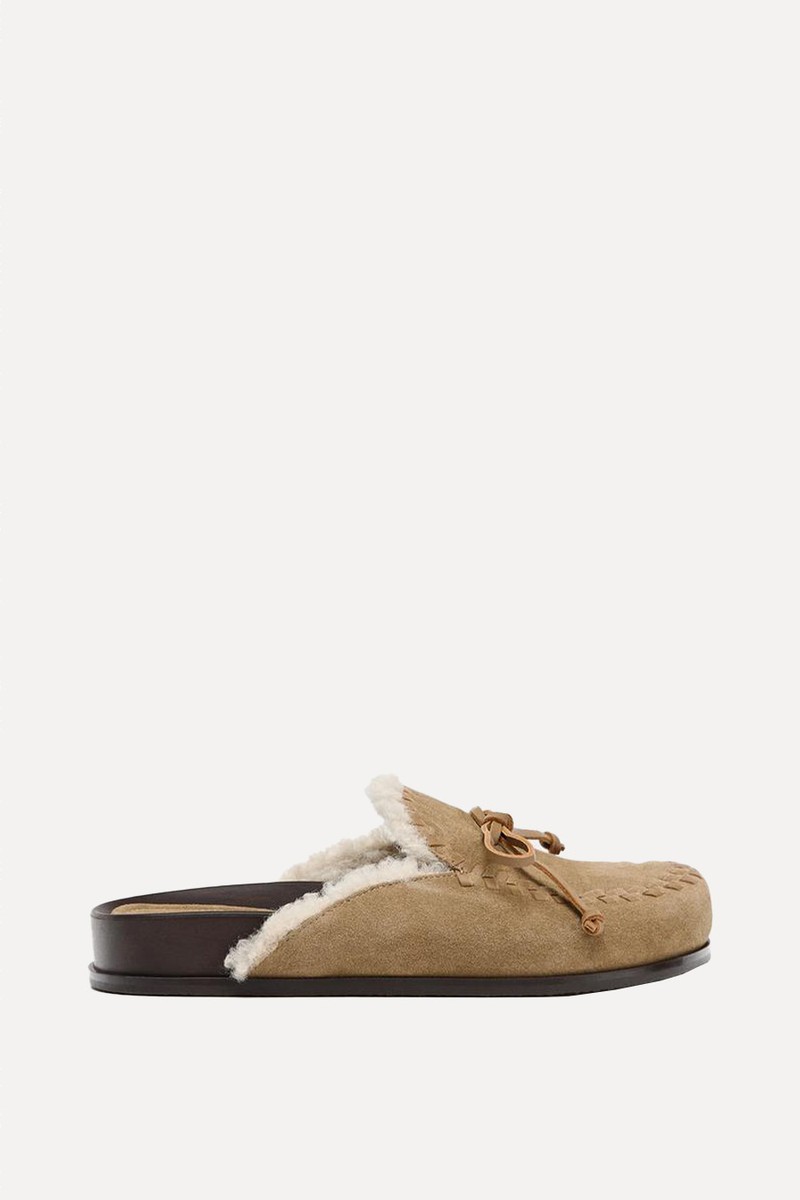 Leather Shearling Clogs from Zara