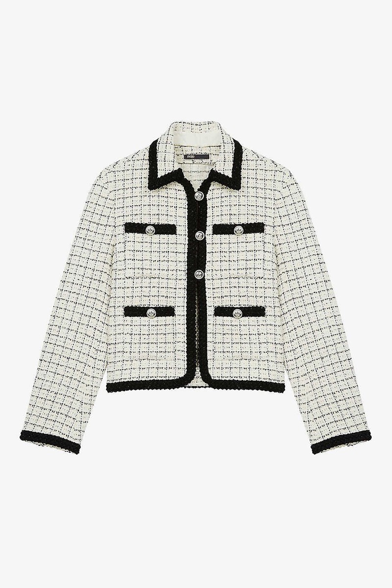 Vitalo Checked Cotton-Blend Tweed Jacket from Maje