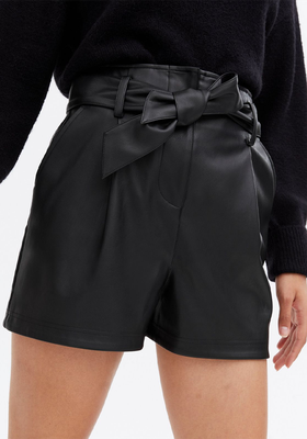Leather-Look Tie Waist Shorts