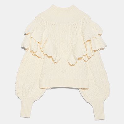 Cable-Knit Sweater With Ruffles, £49.99 | Zara