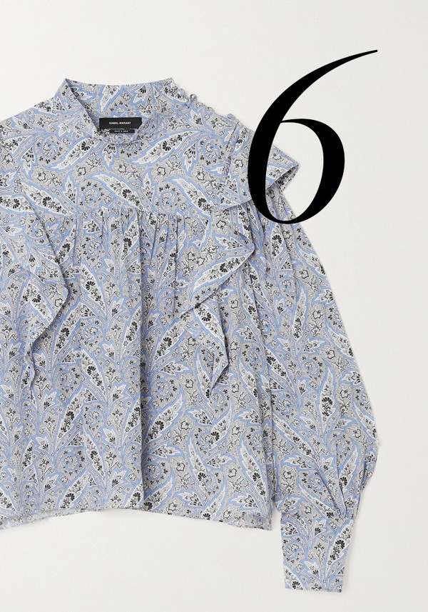 Barida Ruffled Paisley-Print Silk Crepe De Chine Blouse from Isabel Marant