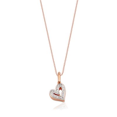 Alphabet Heart Diamond Pendant Charm Necklace Set