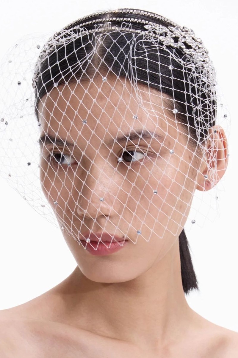 Crystal Embellished Veil Headband from Self-Portrait