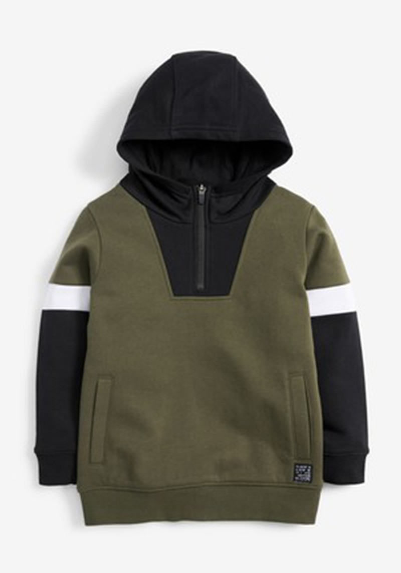 Khaki Zip Neck Hoody from Next