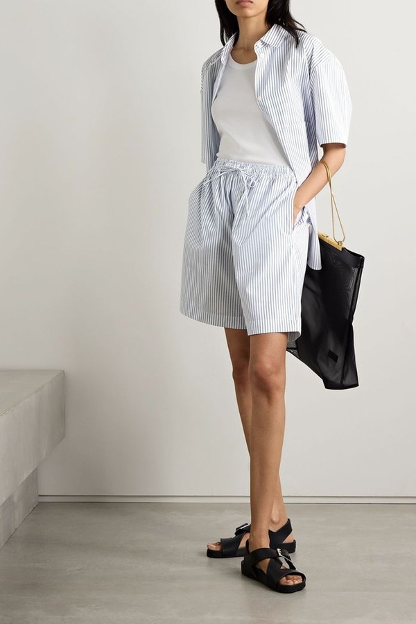 Striped Cotton-Poplin Shorts