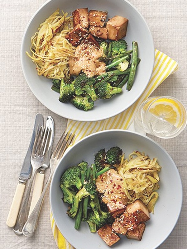 Teriyaki Tofu Bowl With Sweet Potato Noodles