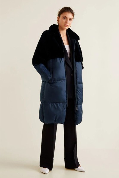 Faux-Fur Quilted Coat from Mango