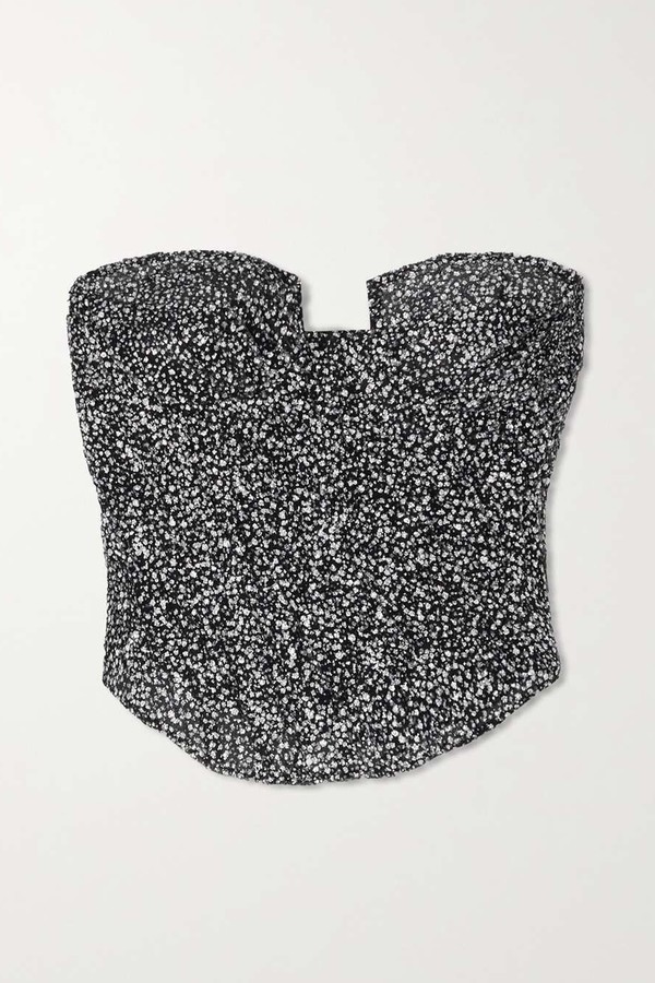 Strapless Glittered Tulle Bustier Top from Sandra Mansour