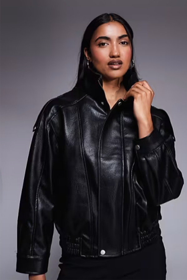 x from Batwing Sleeve Funnel Neck Faux Leather Jacket, £64 | River Island