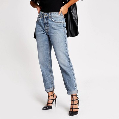 Petite Blue Mom High Rise Jeans