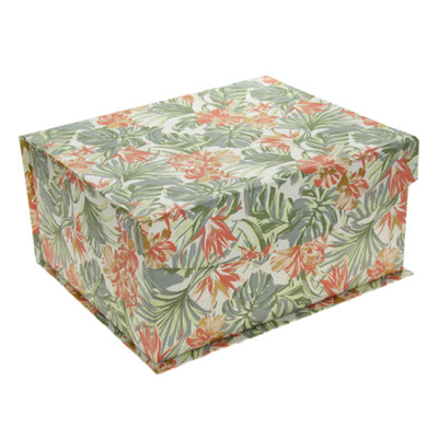 Medium Green Floral Print Storage Box