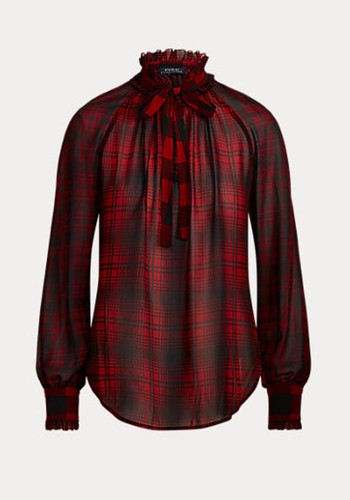 Plaid Tie-Neck Blouse  from Ralph Lauren