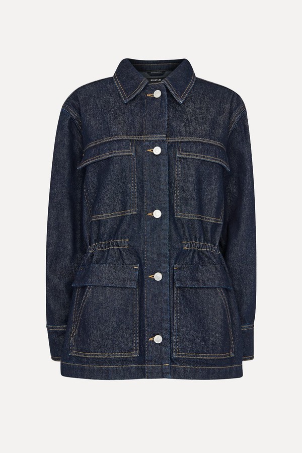 Dark Denim Drawstring Waist Jacket