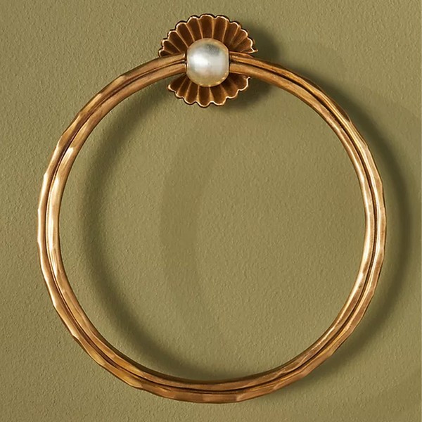 Cristal Brass Pearl Towel Ring from  Anthropologie