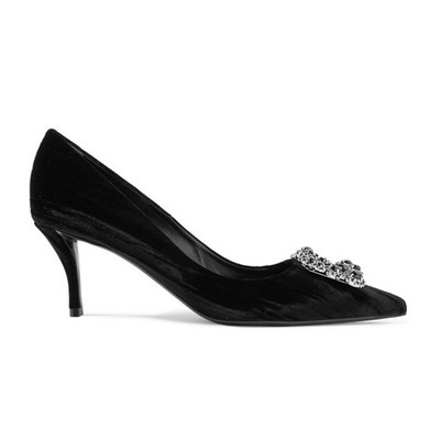 Flower Strass Crystal-Embellished Velvet Pumps from Roger Vivier