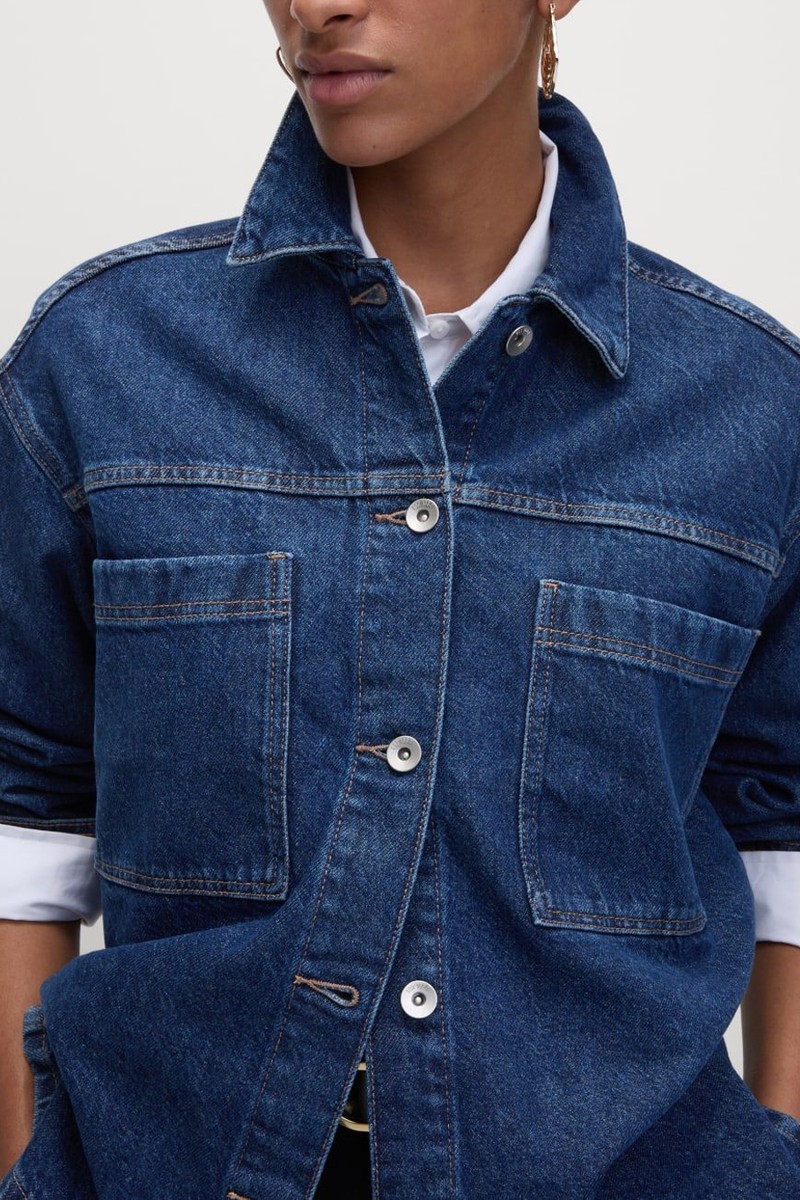 Pure Cotton Denim Relaxed Shacket