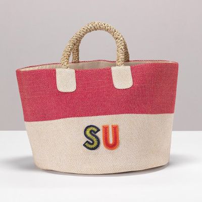 Monogram Patch Two Tone Canvas Shopper from Rae Feather 