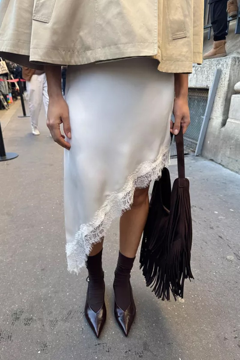 Sateen Asymmetric Skirt from Stradivarius