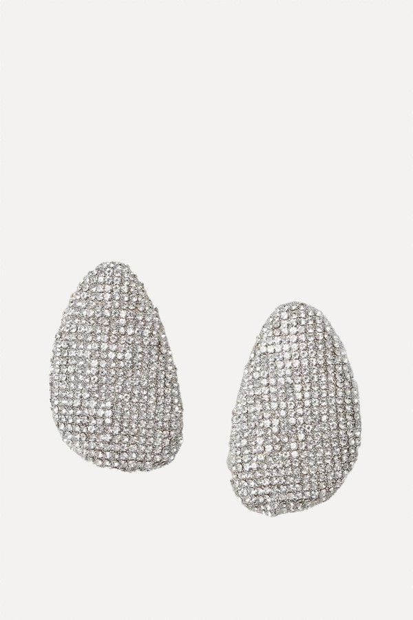 Embellished Oversized Oval Stud Earrings