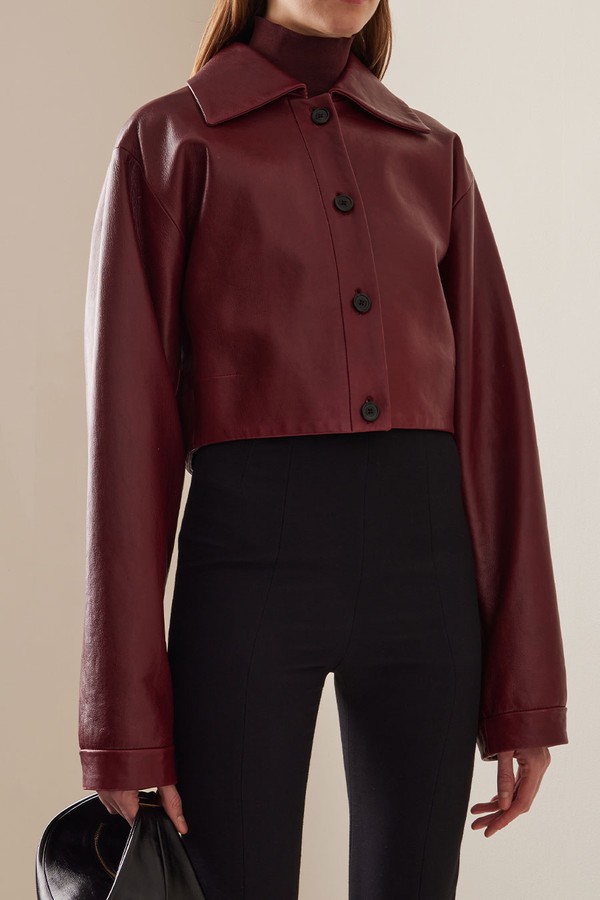 Sue Cropped Leather Jacket from Khaite