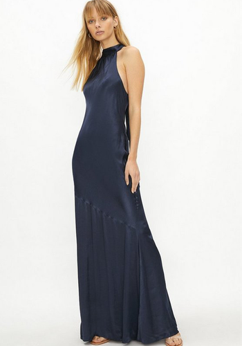 Satin Halter Neck Maxi Dress