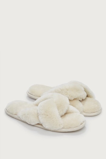 Twist Strap Sheepskin Slider Slippers from The White Company