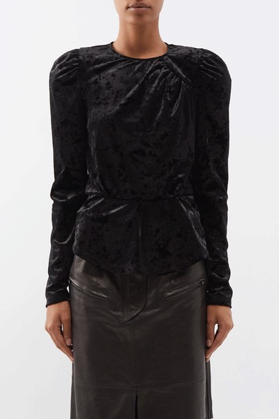 Gudellia Puff-Sleeve Velvet Top from Isabel Marant