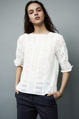 Embroidered Cotton Top from Maje