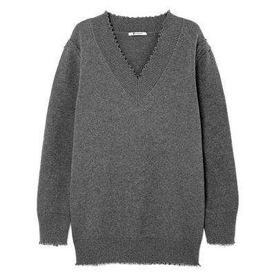 Distressed Cotton-Blend Sweater from T By Alexander Wang