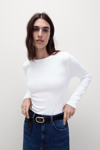 Cotton Rich Ribbed Top from M&S