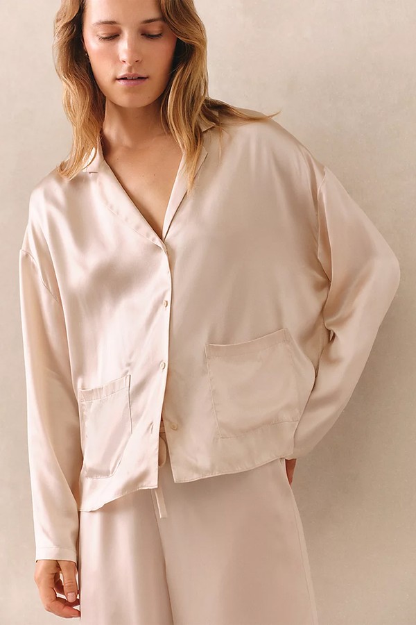 Silk Pocket Drop Shoulder Pyjama Set from The White Company