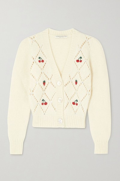 Embellished Embroidered Pointelle-Knit Alpaca-Blend Cardigan from Alessandra Rich