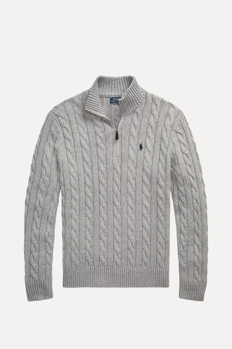 Cable-Knit Cotton Quarter-Zip Jumper